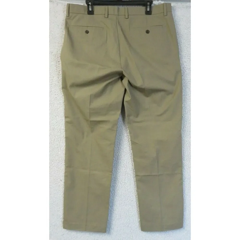 Mens Banana Republic Brown Flat Front Dress Pants Non Iron Tailored Cotton 36x32